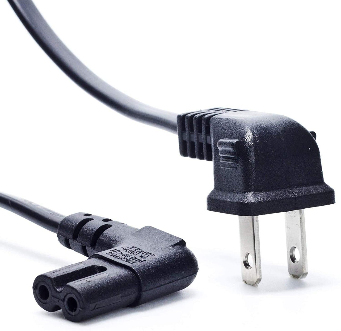 TV Power Cord, 6-Feet 18AWG 90 Degree Angled 2-Prong to L-Shaped C7 Power Cord for Samsung Philips Toshiba LG Sony Sharp Panasonic Vizio LED Flat TV Sky Box, Sky Plus+ HD Box