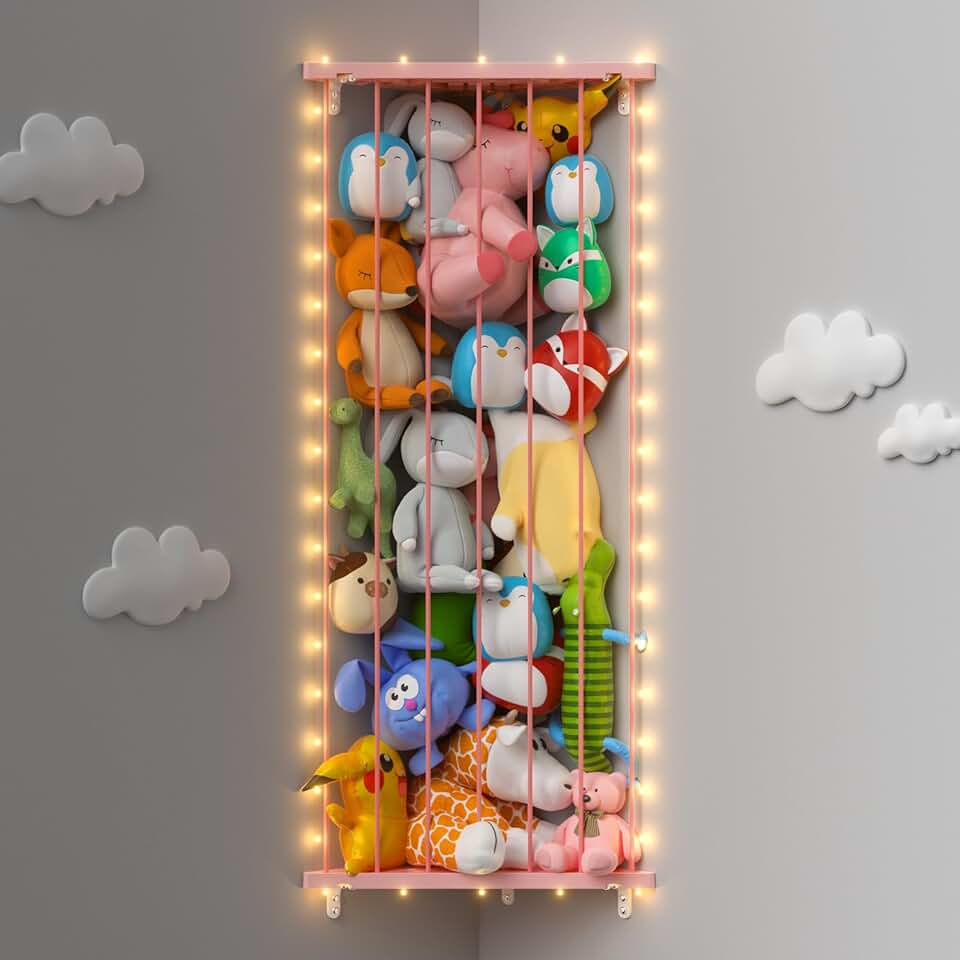 Adjustable Corner Stuffed Animal Storage Shelf