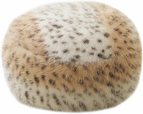 Round Faux Fur Ottoman Cover with Storage