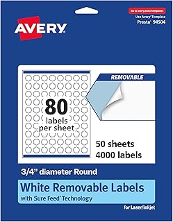 Matte White Round Labels, 0.75" Diameter, 4,000 Pack