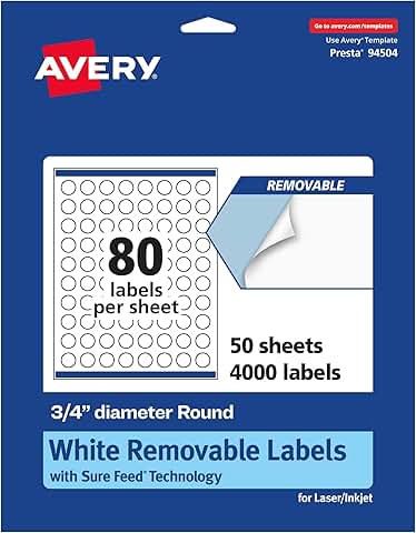 Matte White Round Labels, 0.75" Diameter, 4,000 Pack