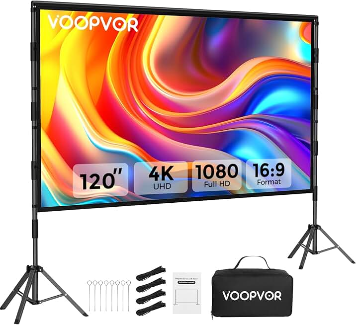120-Inch Portable Outdoor Projector Screen with Stand