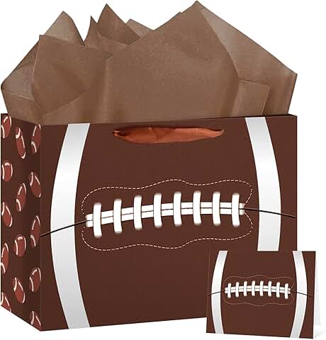 Large Football Gift Bag with Tissue and Card