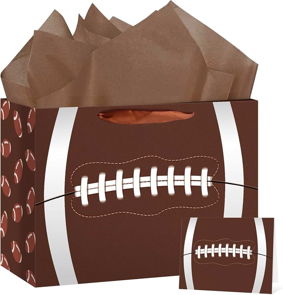 Large Football Gift Bag with Tissue and Card