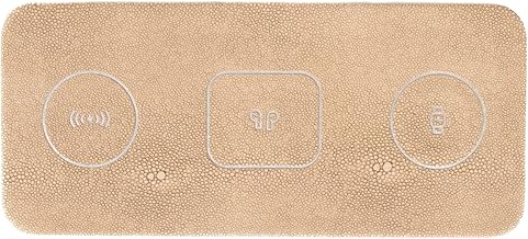 Portable 3-in-1 Wireless Charging Pad in Tan