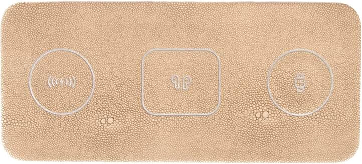 Portable 3-in-1 Wireless Charging Pad in Tan