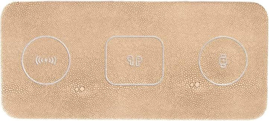 Portable 3-in-1 Wireless Charging Pad in Tan