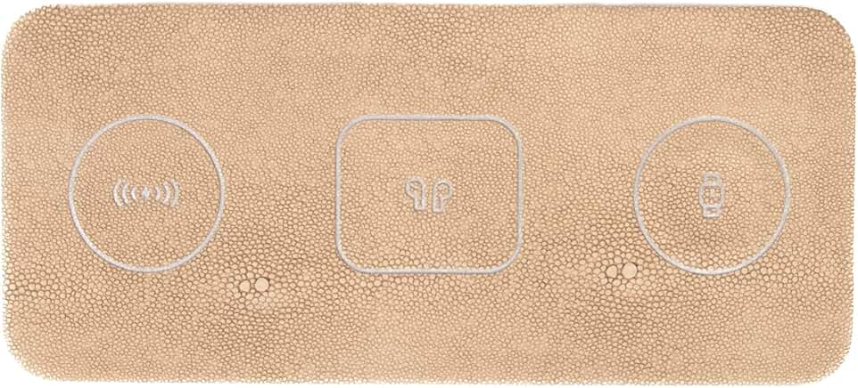 Portable 3-in-1 Wireless Charging Pad in Tan