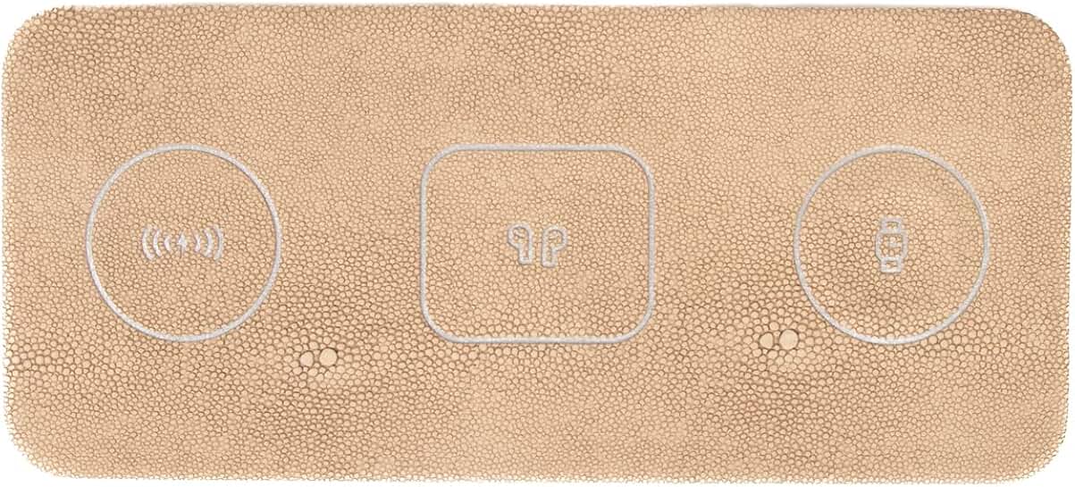 Portable 3-in-1 Wireless Charging Pad in Tan