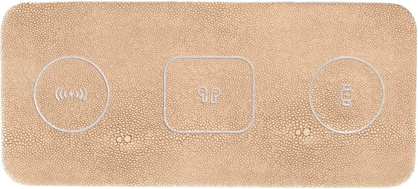 Portable 3-in-1 Wireless Charging Pad in Tan