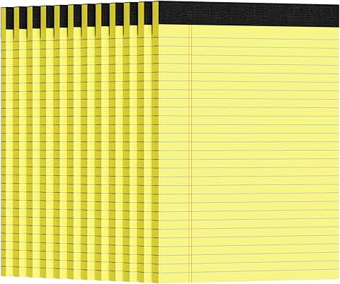 Set of 12 yellow legal pads, 8.5 x 11, college ruled