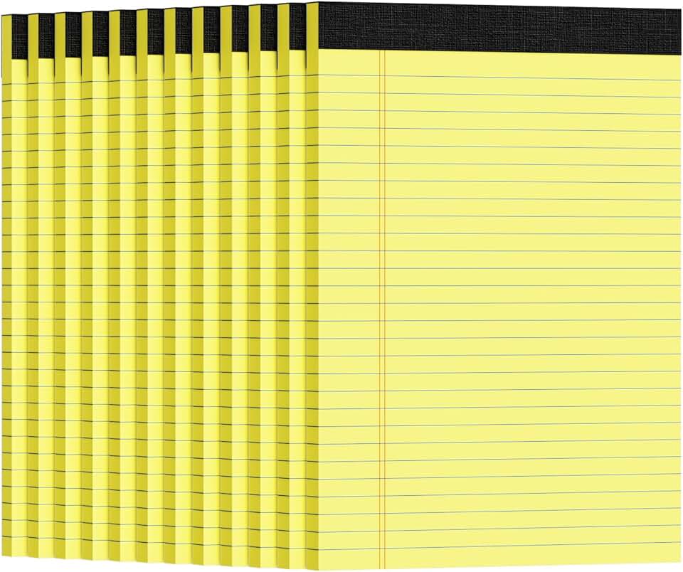 Set of 12 yellow legal pads, 8.5 x 11, college ruled