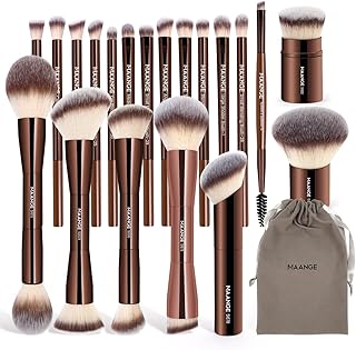 20-Piece Foundation Makeup Brush Set in Coffee