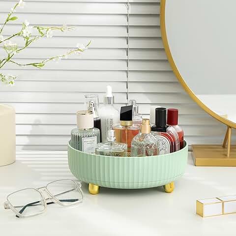 Large Light Green Rotating Makeup and Skincare Organizer
