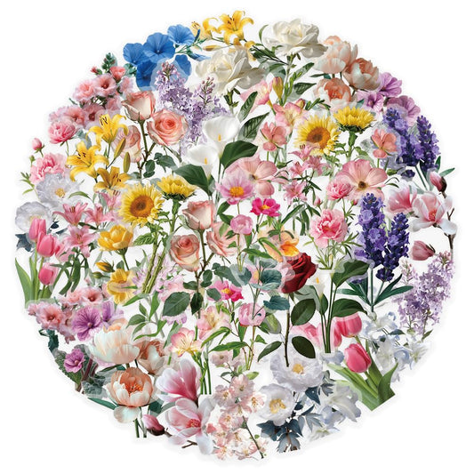 Colorful Flower Stickers for Teens and Kids, 50 Pieces