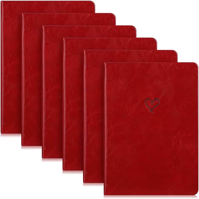 Six Red Heart Journals for Writing and Organization