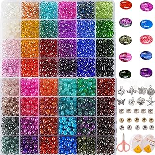 Oval Glass Beads Kit with 1500+ Pieces in Assorted Colors