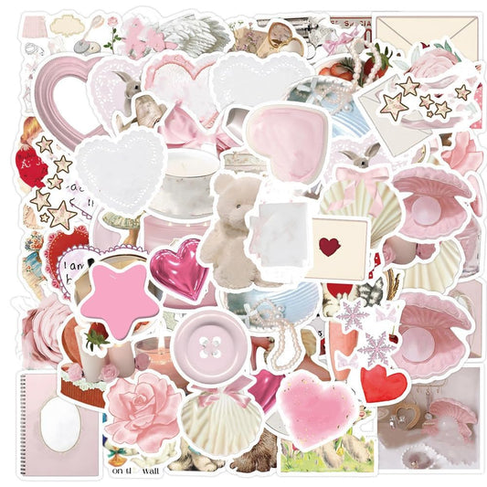 100 Pink Coquette Aesthetic Waterproof Stickers