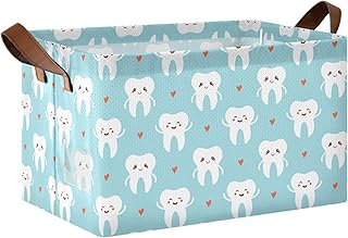 Cute Cartoon Teeth Storage Bin, 16.9 x 11.4 x 10 in