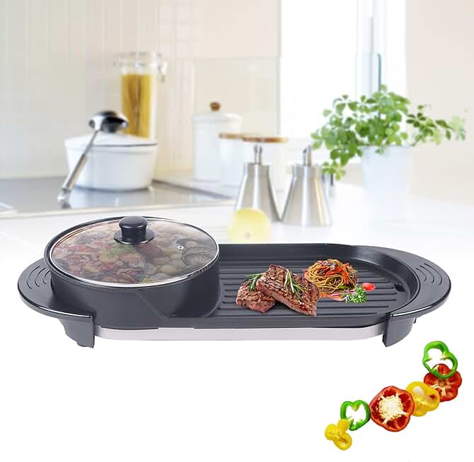 Electric Hot Pot with Grill for Indoor and Outdoor Use