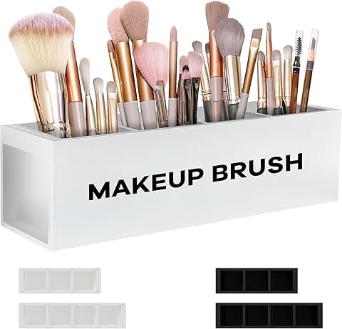 Large Wooden Makeup Brush Holder with 4 Slots