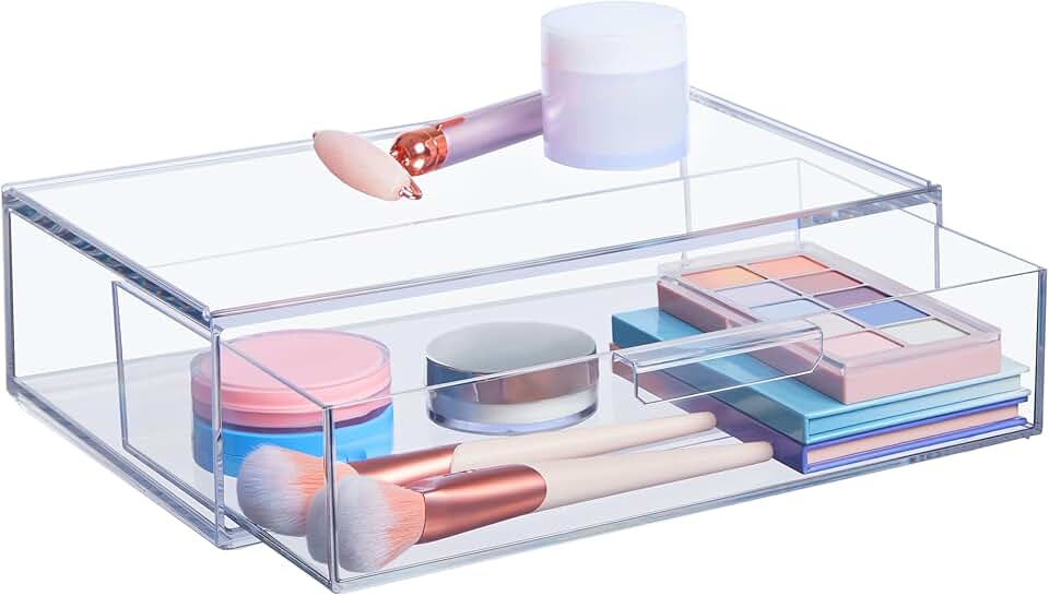 Stackable Clear Plastic Organizer for Cosmetics and Beauty Supplies