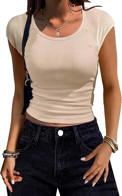 Women's Ribbed Knit Cap Sleeve Tank Top