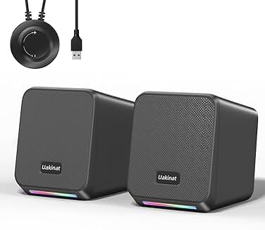 Computer Speakers with RGB Lights, Bass, and Volume Control