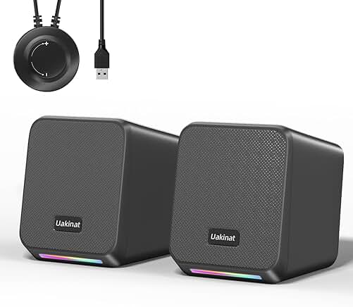 Computer Speakers with RGB Lights, Bass, and Volume Control