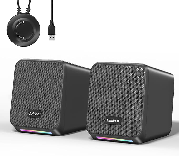 Computer Speakers with RGB Lights, Bass, and Volume Control