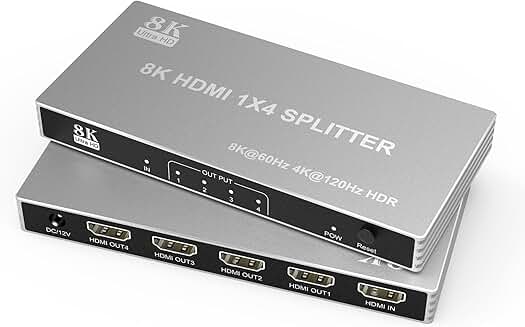 8K HDMI Splitter 1 in 4 Out for Ultra HD and Gaming