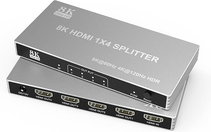 8K HDMI Splitter 1 in 4 Out for Ultra HD and Gaming