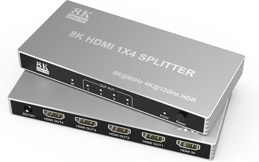 8K HDMI Splitter 1 in 4 Out for Ultra HD and Gaming