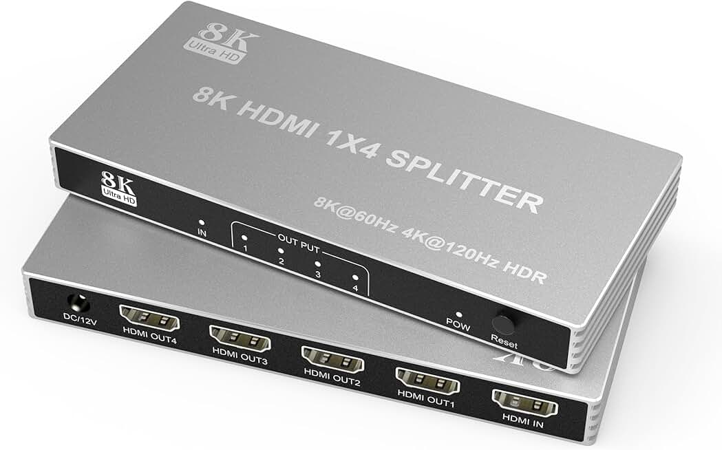 8K HDMI Splitter 1 in 4 Out for Ultra HD and Gaming