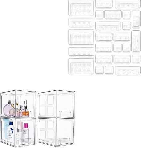 25 Clear Plastic Drawer and Makeup Organizers