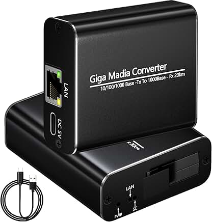 Gigabit Fiber Media Converter, Bidi Single-Mode, SC to RJ45