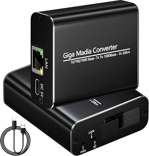 Gigabit Fiber Media Converter, Bidi Single-Mode, SC to RJ45