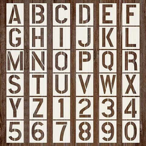 36-Piece Letter and Number Stencils for Painting and Crafting