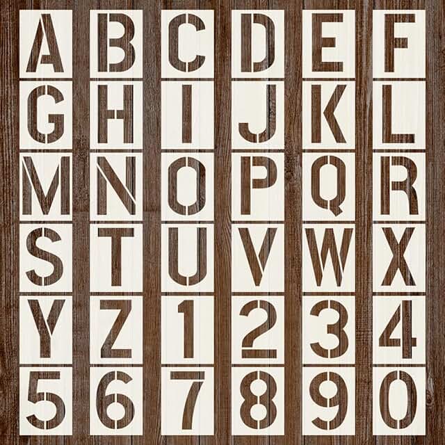 36-Piece Letter and Number Stencils for Painting and Crafting