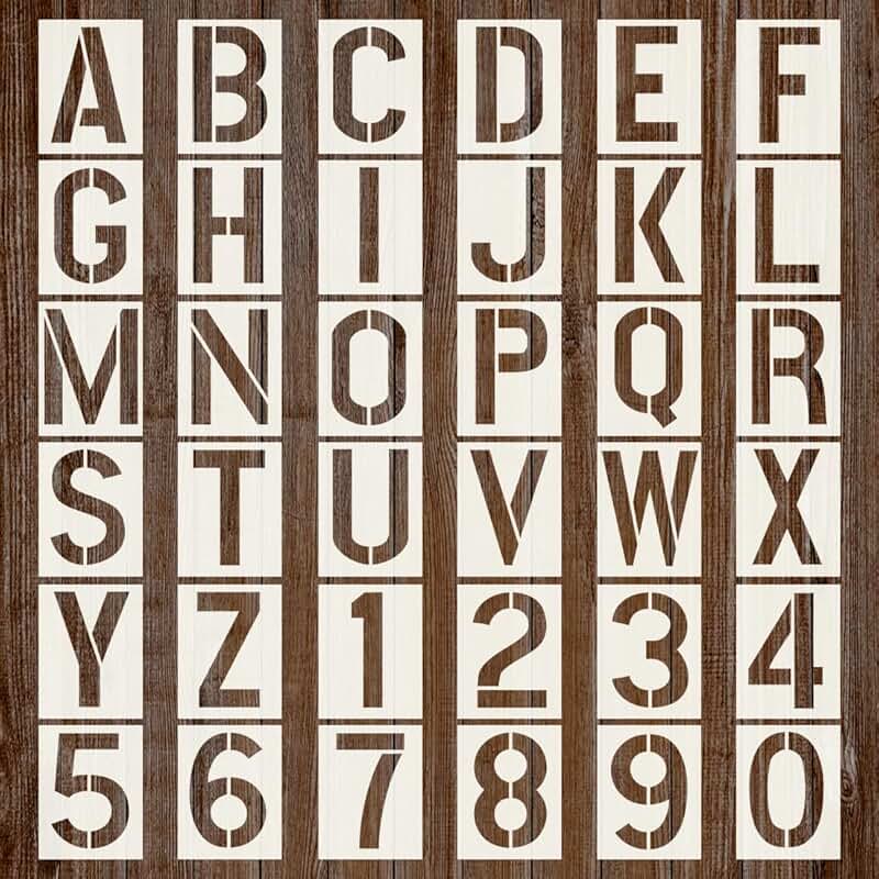 36-Piece Letter and Number Stencils for Painting and Crafting