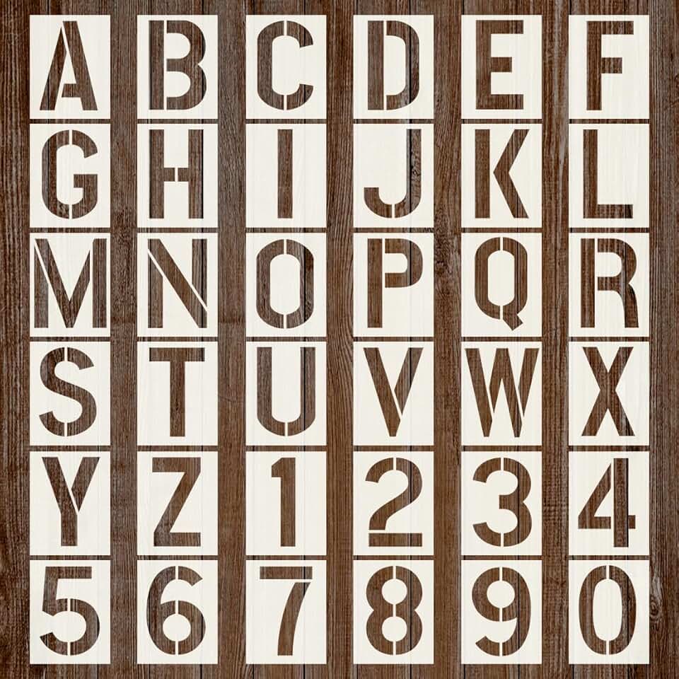 36-Piece Letter and Number Stencils for Painting and Crafting