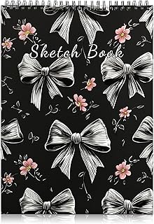 Gray Bowknot Spiral Sketchbook, 9x12 inches, 50 sheets