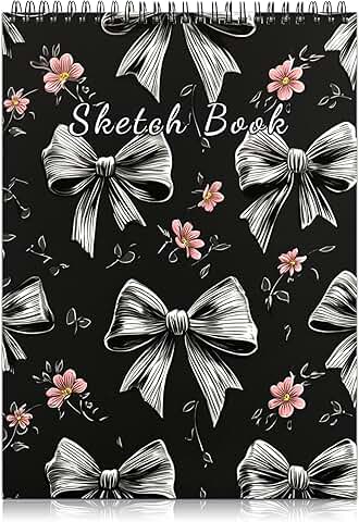 Gray Bowknot Spiral Sketchbook, 9x12 inches, 50 sheets