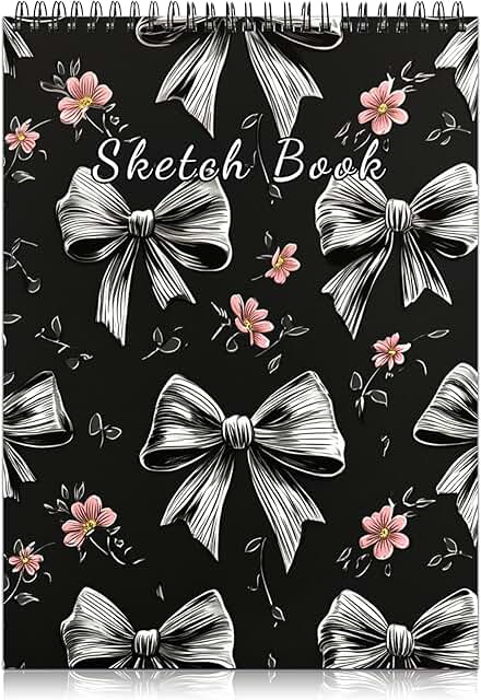 Gray Bowknot Spiral Sketchbook, 9x12 inches, 50 sheets