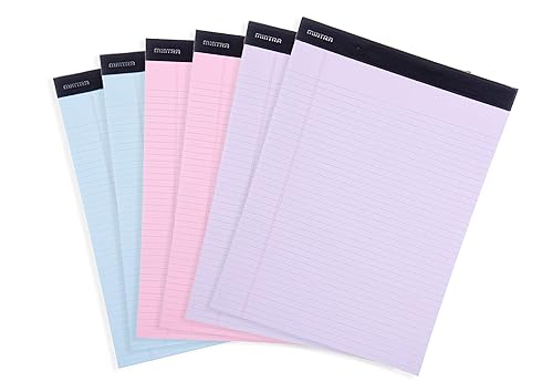 Pastel Legal Pads, 8.5x11, Narrow Ruled, 6 Pack