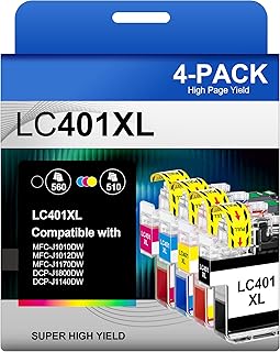 High Yield Ink Cartridges for Brother Printers (4 Pack)
