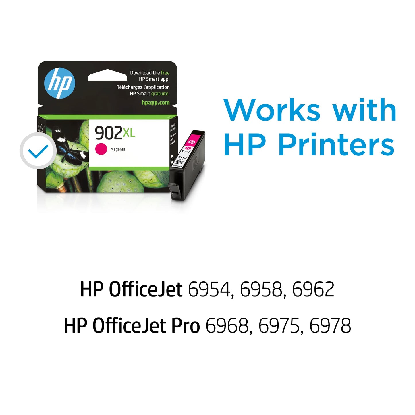 Original 902XL Magenta High-yield Ink Cartridge | Works with OfficeJet 6950, 6960 Series, OfficeJet Pro 6960, 6970 Series | Eligible for Instant Ink | T6M06AN