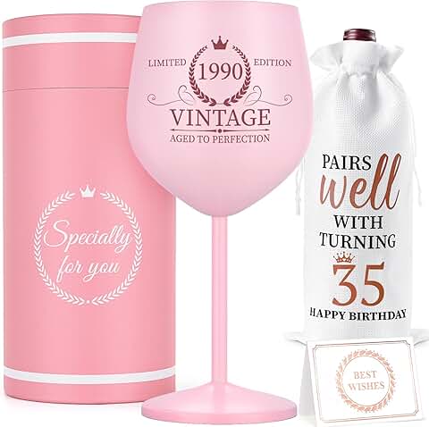 Vintage 1990 Stainless Steel Wine Glass with Bag and Card