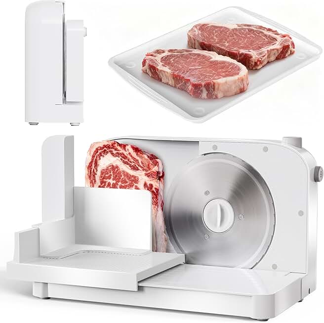Foldable Electric Meat Slicer with Adjustable Thickness
