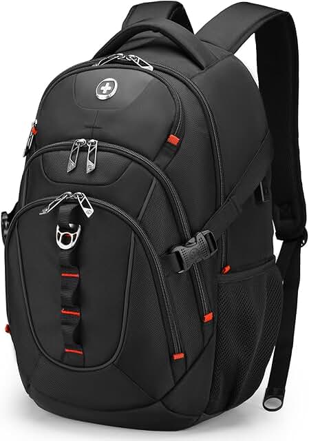 Black 31L Laptop Backpack for Men with USB Port